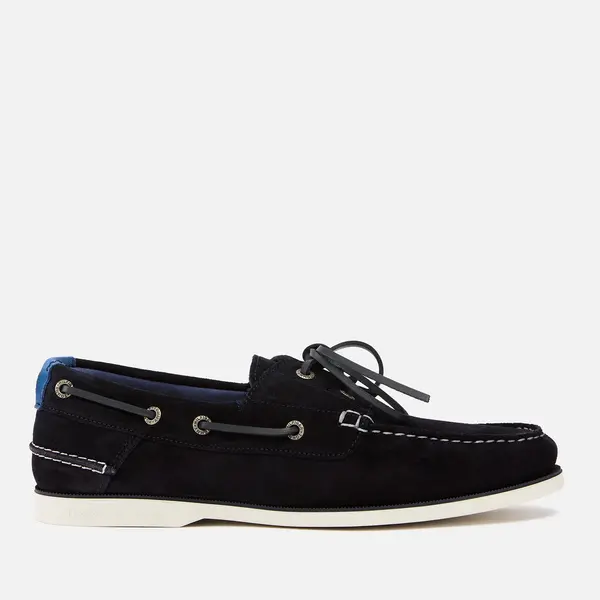 Image of Tommy Hilfiger Mens Suede Boat Shoes - UK 11 Blue Shoes male FM0FM04505 11