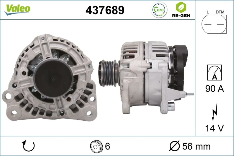 Image of VALEO 437689 Generator Alternator Charging Current: 90A, Voltage: 14V Alternator (4)