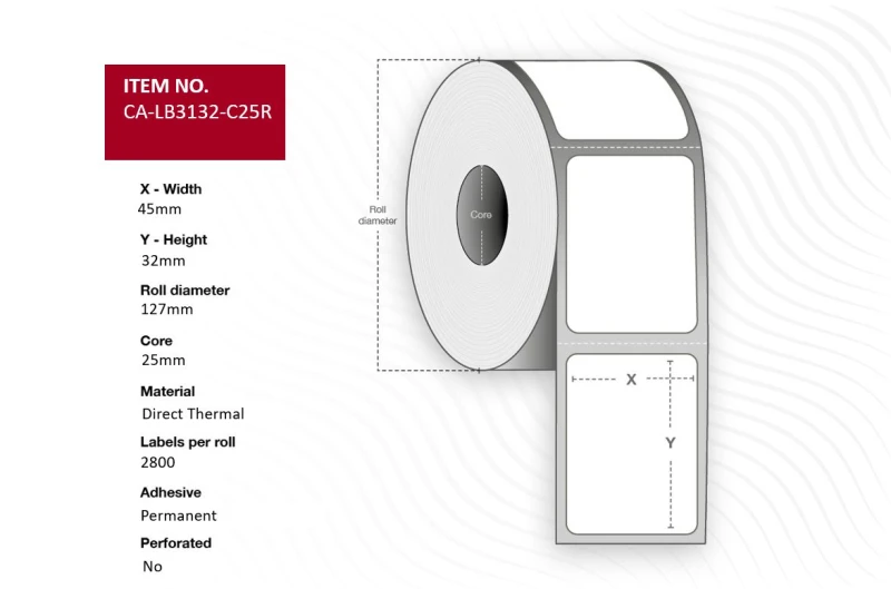 Image of Capture CA-LB3132-C25R printer label