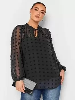 Image of Yours Yours Dobby Blouse Black, Size 16, Women