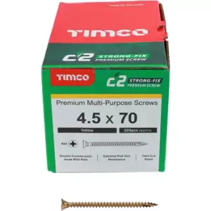 image of Timco Yellow C2 Strong-Fix Double Countersunk PZ2 Screws - 4.5 x 70mm ( 200 Box )