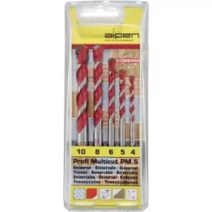 Image of Alpen MultiCut 100705100 Carbide metal Multi-purpose drill bit set 5 Piece 4 mm, 5 mm, 6 mm, 8 mm, 10 mm Cylinder shank 1 Set