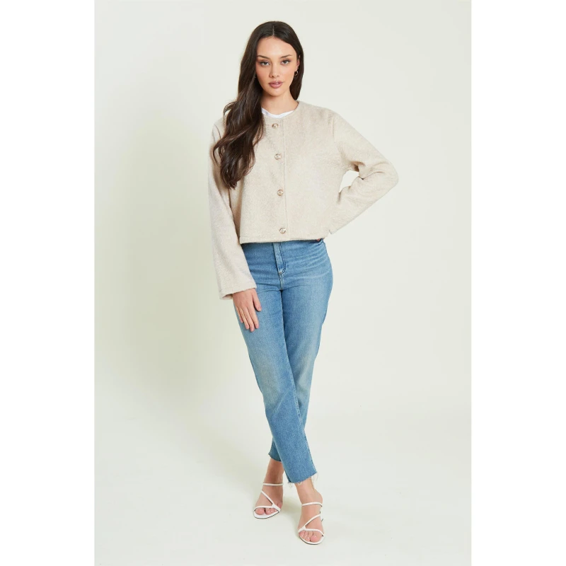 Image of Be You Short Button Through Jacket - Beige Beige 10