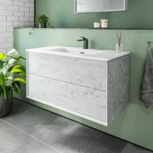 1000mm Concrete Effect Wall Hung Vanity Unit with Basin - Arragon