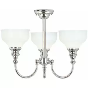 Image of IP 44 3 Bulb Chandelier Glass Shades Polished Chrome LED G9 3.5W