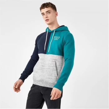 image of Jack Wills Crewe Cut And Sew Panel Hoodie - Dark Teal