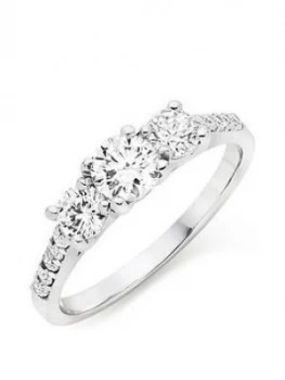 image of Beaverbrooks 9Ct White Gold Three Stone Cubic Zirconia Ring