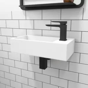 image of Cloakroom Matt Wall Hung Basin Right Hand and Waste 405mm - Detroit