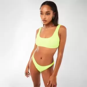 image of Missguided Crinkle Scoop Neck Bikini Top - Green