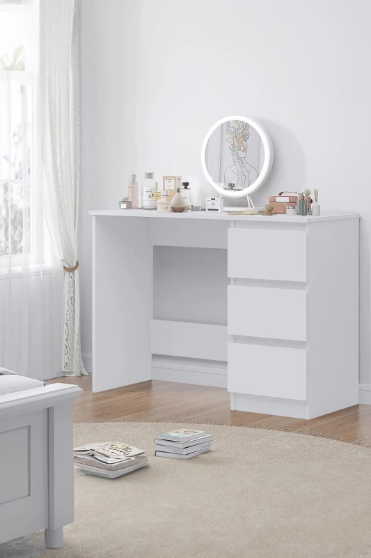 Image of FWSTYLE Stora Modern 3 Drawer Dressing Table - Matt White STRDTMWHT