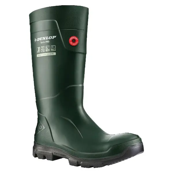 Image of Dunlop Mens TerraPro Steel Toe Cap Full Safety Wellingtons UK Size 11 (EU 46) GREEN DUN095-GREEN-11