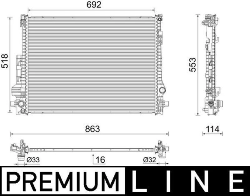 Image of MAHLE CR 2605 000P Engine radiator Aluminium, Brazed cooling fins Radiator,engine cooling (470)