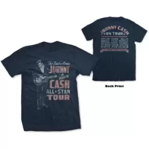 Johnny Cash - All Star Tour Unisex XX-Large T-Shirt - Blue