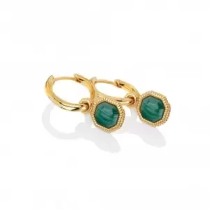 image of 18ct Gold Plated Sterling Silver Revive Malachite Earrings DE676