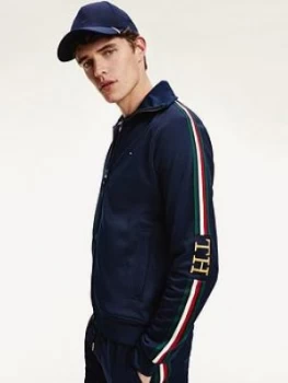 Image of Tommy Hilfiger TH Monogram Zip Through Tracksuit Top - Navy, Size XS, Men