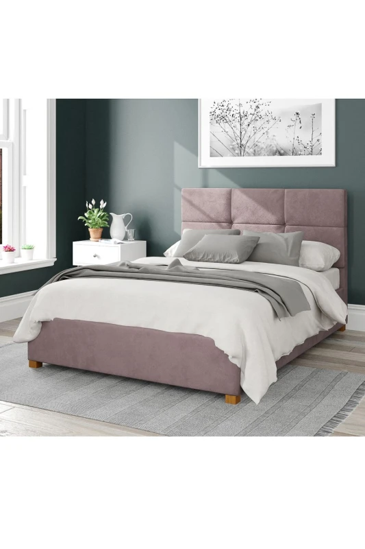 Image of Aspire Aspire Caine Upholstered Ottoman Storage Bed, Plush Velvet Fabric in Rose Size: Double Rose Double Unisex 5057632188281