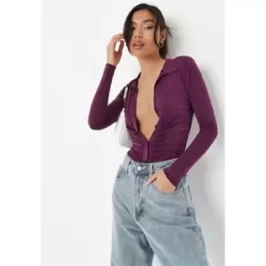 Missguided Ruched Front Shirt - Purple