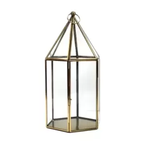 Image of Glasshouse Terrarium Antique Brass, H36cm x W18cm