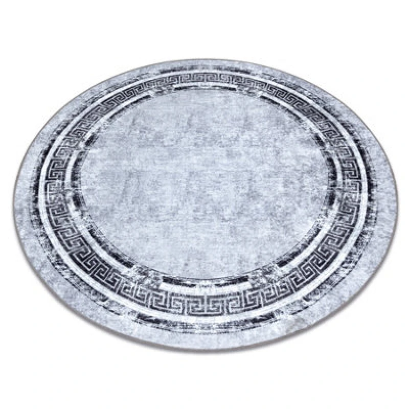 Image of RugsX Miro 51254.802 Circle Washing Carpet Marble, Greek Anti Slip - Grey / Circle 80 Cm