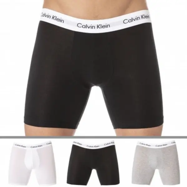 Image of Calvin Klein 3 Pack Cotton Stretch Long Leg Boxer Briefs - Black S