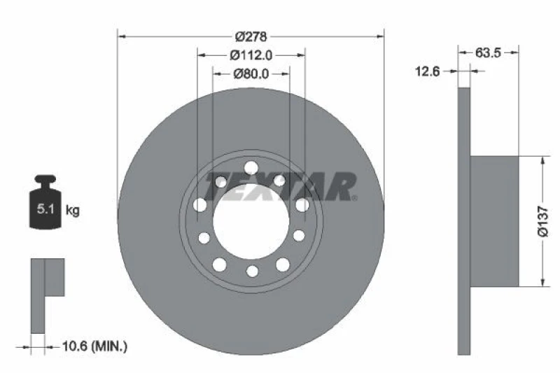 Image of Brake disc TEXTAR 92009500