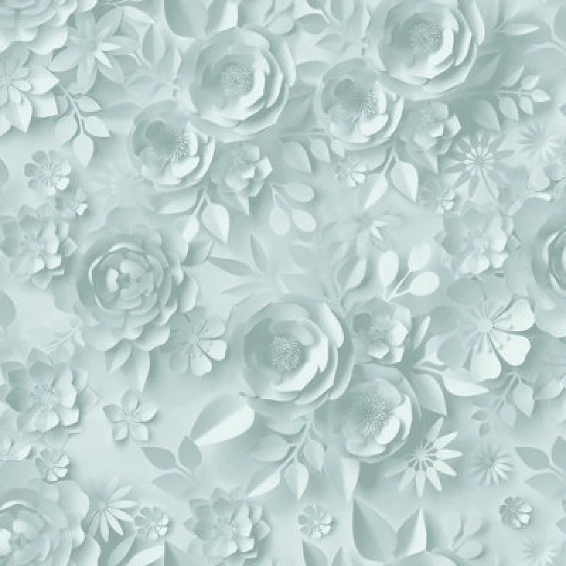 Image of Muriva Blue Floral 3D Effect Embossed Wallpaper