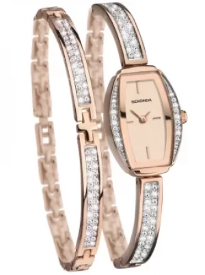 image of Sekonda Ladies Rose Gold Plated Bracelet and Watch Set 2619G