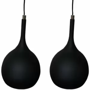 Image of Hanging Ceiling Pendant Light 2x Matt Black & Copper Kitchen Lamp Built in LED