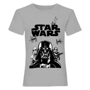 Image of Star Wars Girls Darth Vader Stormtrooper T-Shirt (12-13 Years) (Heather Grey)