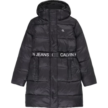 Image of Calvin Klein Jeans Logo Waist Long Jacket - CK BLACK BEH
