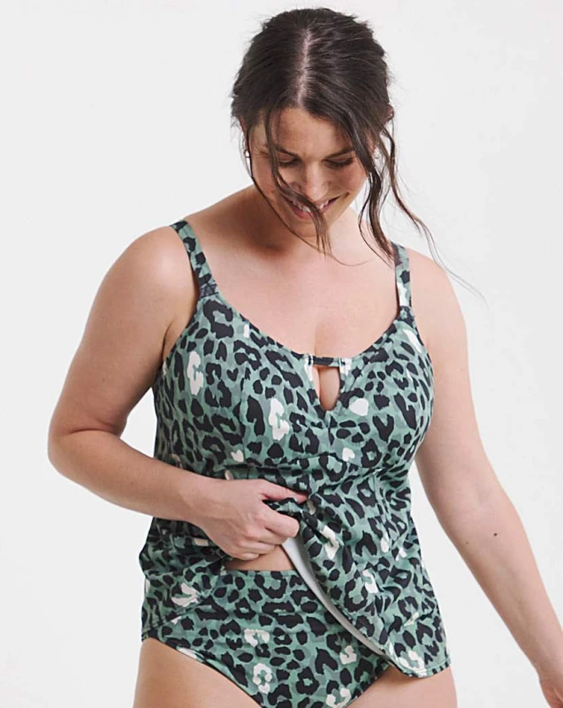 Image of Elomi Elomi Jungle Bay Non Wired Tankini Top Olive Female 26 EB20606