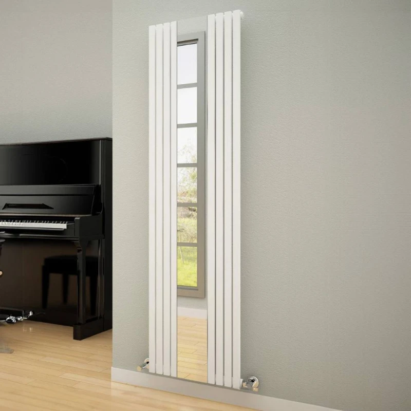 Image of Bathroom Kingdom Reflect White Vertical Mirror Radiator 1800x445 White Unisex