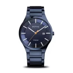 image of Bering 15239-797 Solar Titanium Blue Bracelet Watch - W74127