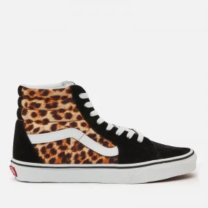 Image of Vans Womens Leopard Sk8 Hi-Top Trainers - Black/True White - UK 4