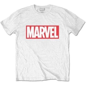Image of Marvel Comics - Marvel Box Logo Unisex Large T-Shirt - White