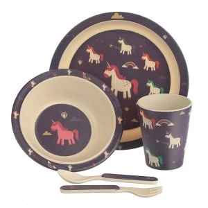 image of Bambootique Eco Friendly Unicorn Design Kids Dinner Set