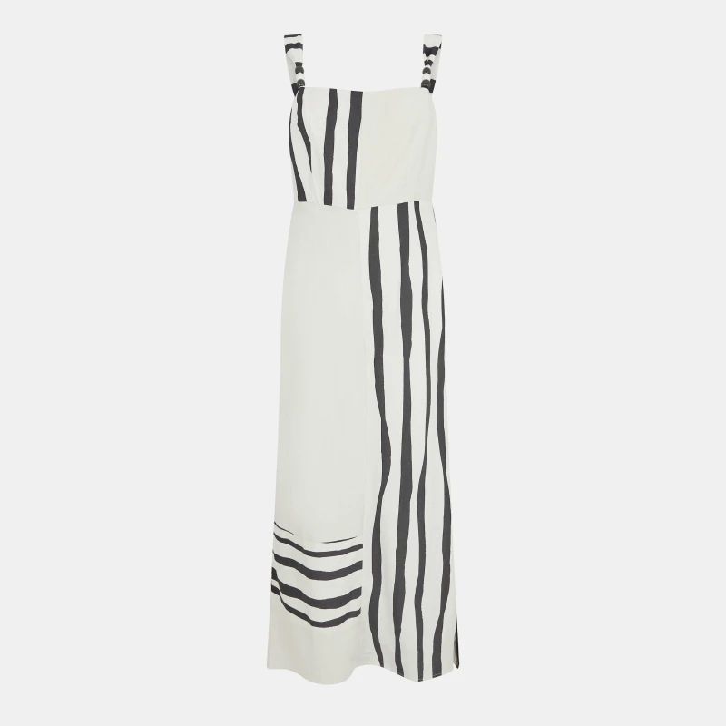 Image of French Connection Womens Genevieve Flowing Maxi Dress White-Black female 10 (S)