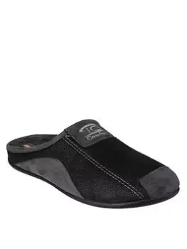 image of Cotswold Westwell Mule Slippers, Black, Size 12, Men