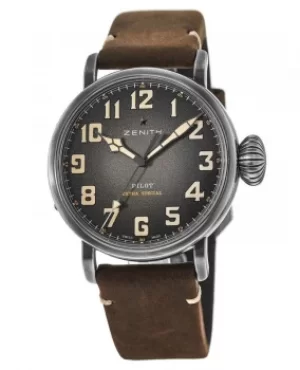 image of Zenith Pilot Type 20 Grey Dial Leather Strap Mens Watch 11.2430.679/21.C801 11.2430.679/21.C801