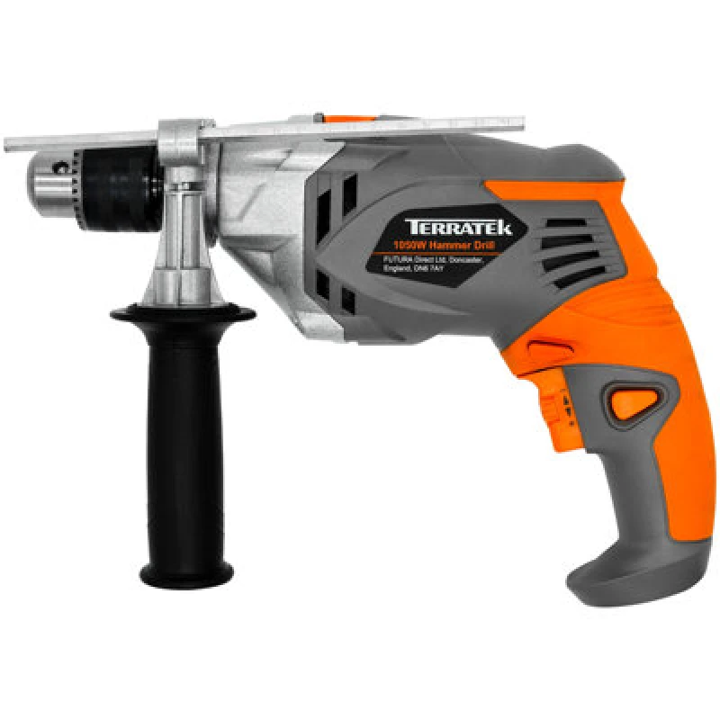 Image of Terratek 1050W Hammer Drill Electric Powerful Variable Speed Power Drill Orange