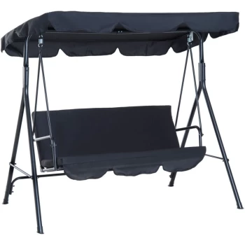 Image of Outsunny - Patio Metal Swing Chair Outdoor Hammock 3 Seater Canopy Garden Bench