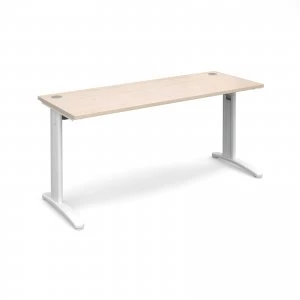 image of TR10 Straight Desk 1600mm x 600mm - White Frame maple Top