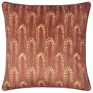 image of Wisteria Printed Velvet Cushion Sienna, Sienna / 50 x 50cm / Polyester Filled