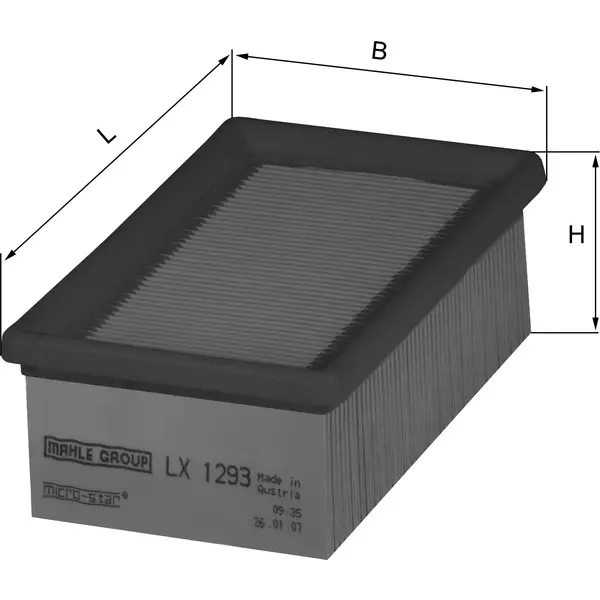 image of Air Filter Lx1293 70326089 By Mahle Original