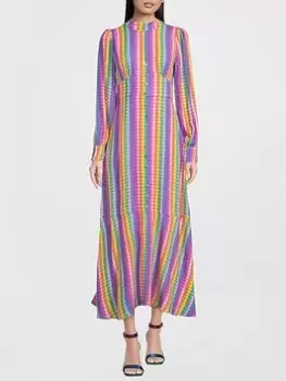 Image of Olivia Rubin Agnes Printed High Neck Midi Dress - Multi