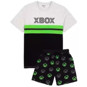 Image of Xbox Mens Gamer T-Shirt & Shorts Set (XL) (Black/Grey/Green)
