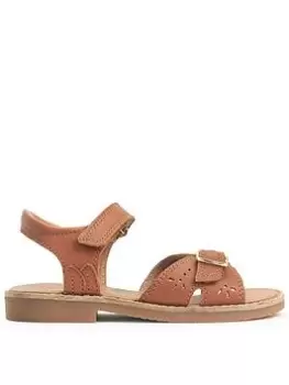 image of Start-rite Girls Holiday Leather Summer Sandals With Adjustable Staps - Tan, Brown, Size 11.5 Younger