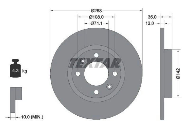 Image of Brake disc TEXTAR 92325903