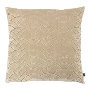 Image of Dinari Graphic Cut Velvet Cushion Gold/Mocha, Gold/Mocha / 50 x 50cm / Polyester Filled