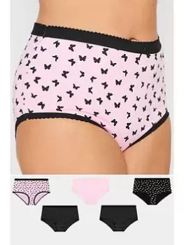 Image of Yours 5 Pack Butterfly Full Briefs - Black/Pink, Size 18-20, Women
